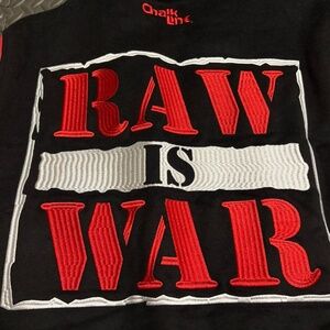 Chalk Line WWE Raw Is War Retro Snap Varsity Jacket Black Red WWF Men's Size XL